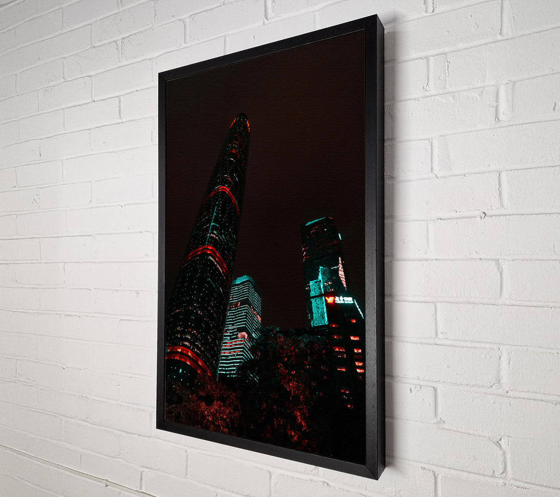  A Canvas Print of Red Glow Cityscape Canvas Wall Art