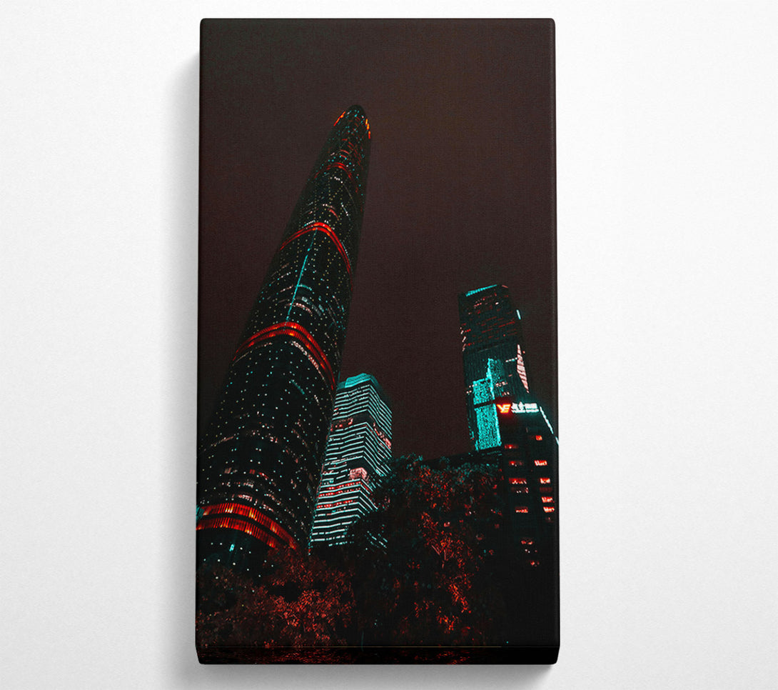  A Canvas Print of Red Glow Cityscape Canvas Wall Art