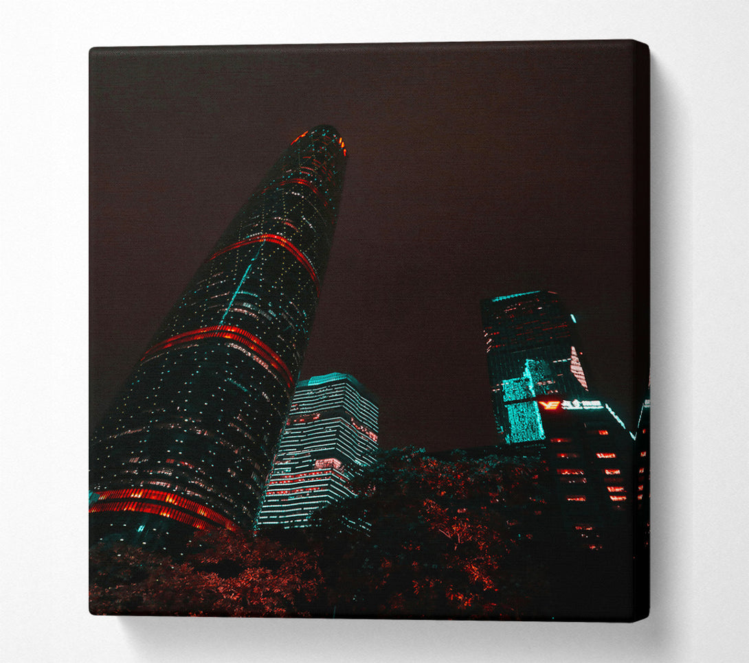  A Canvas Print of Red Glow Cityscape Canvas Wall Art