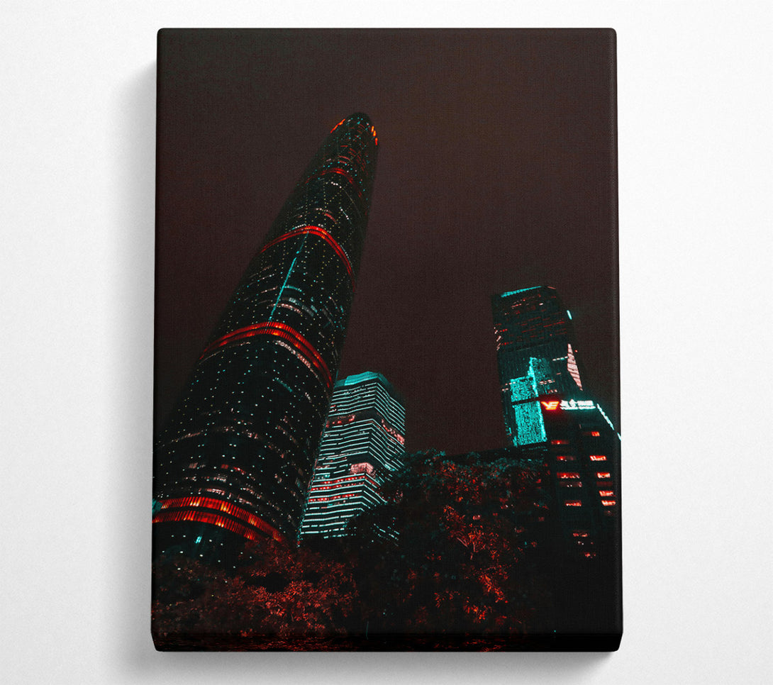  A Canvas Print of Red Glow Cityscape Canvas Wall Art