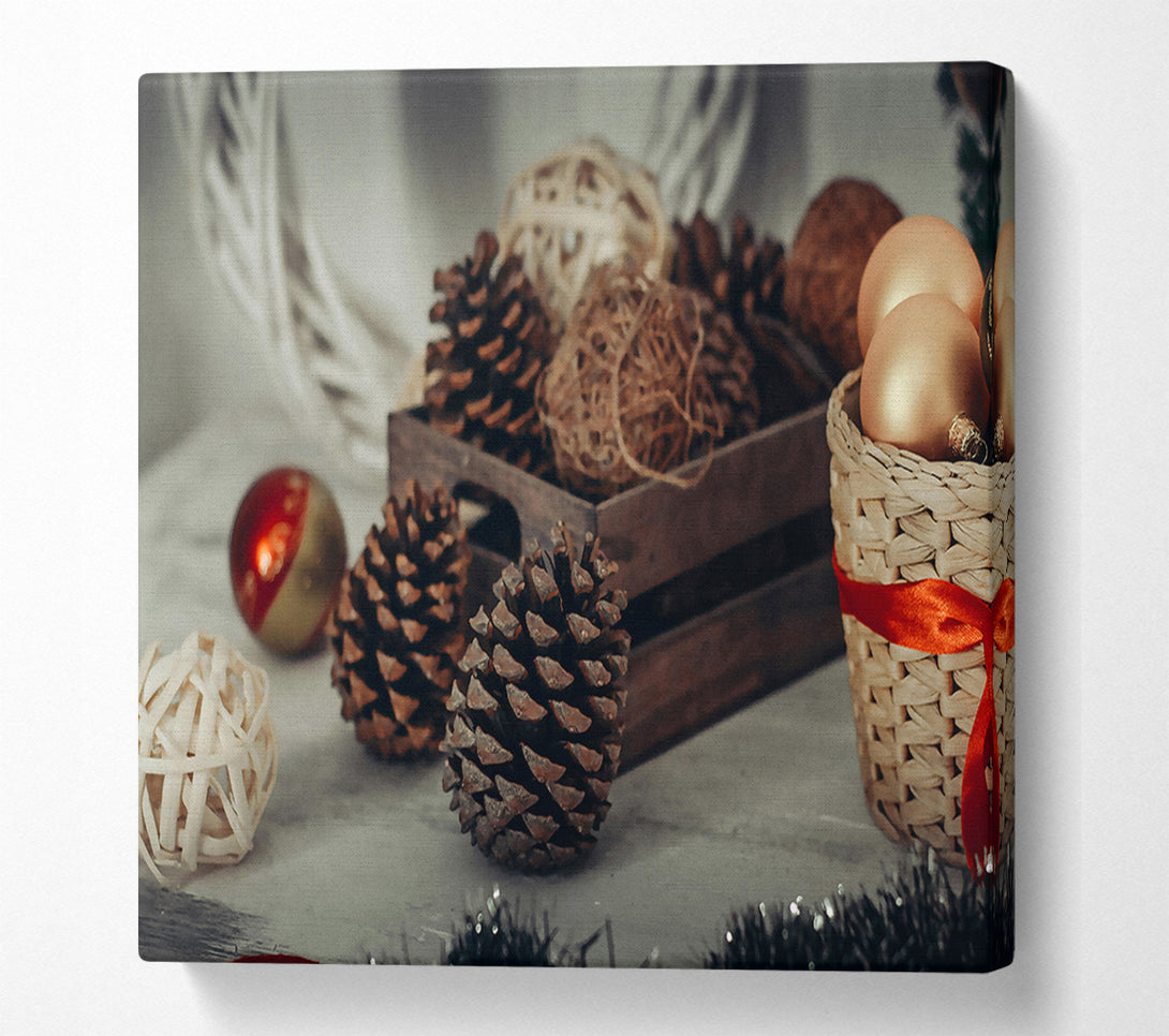  A Canvas Print of Golden Pine Cones Canvas Art