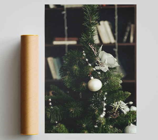 Silver Christmas Ornament Print