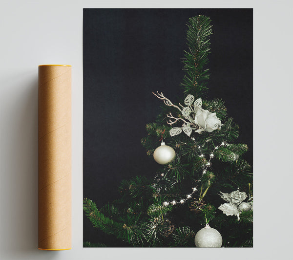 Silver Christmas Tree Elegance Print