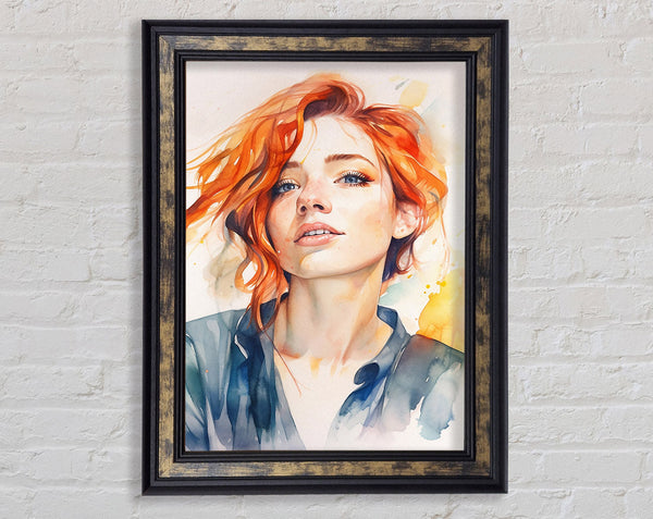 Redhead Freckles Watercolour Framed Print