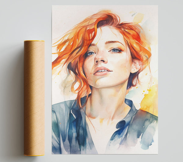 Redhead Freckles Watercolour Poster