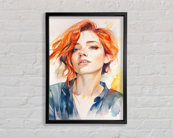 Redhead Freckles Watercolour Framed Print
