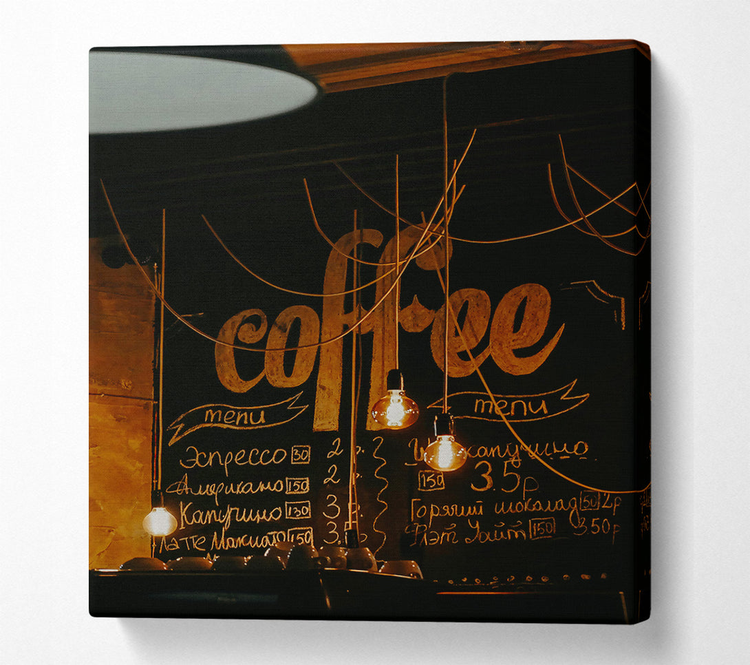  A Canvas Print of Warm Coffee Menu Canvas Wall Art