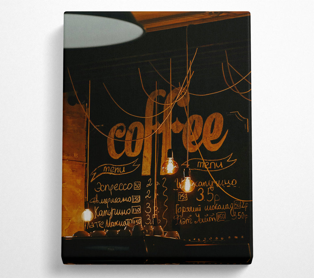  A Canvas Print of Warm Coffee Menu Canvas Wall Art