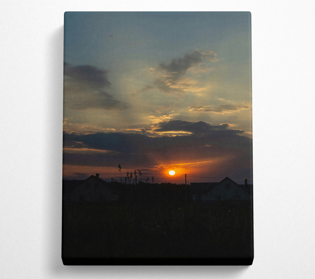  A Canvas Print of Orange Sky Silhouette Canvas Wall Art