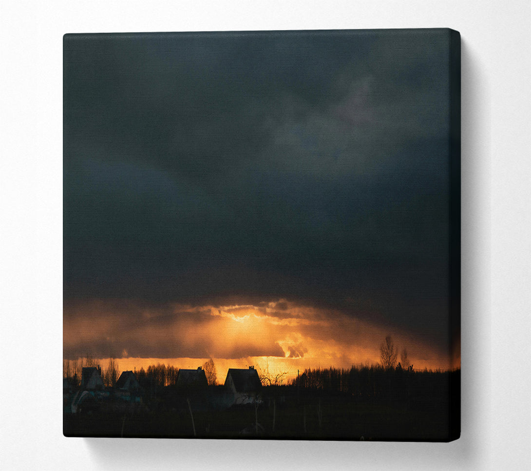  A Canvas Print of Golden Light Breaks Through Canvas Wall Art