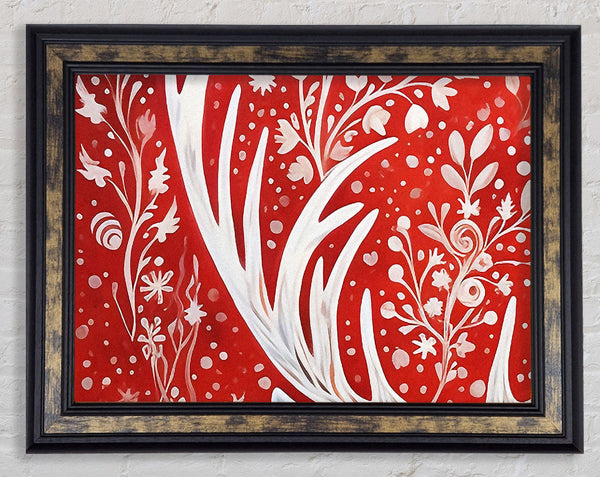 Reindeer Red Framed Print