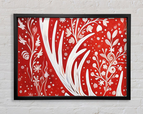 Reindeer Red Framed Print