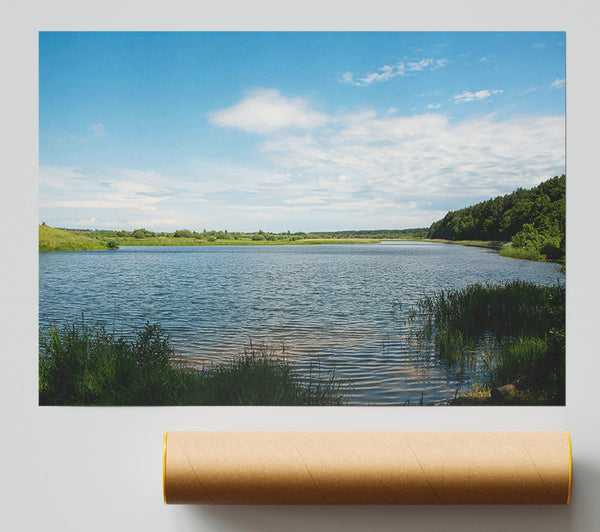Azure River Reflection Poster