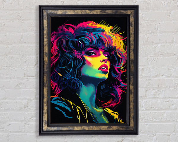 Retro Neon Woman Framed Print