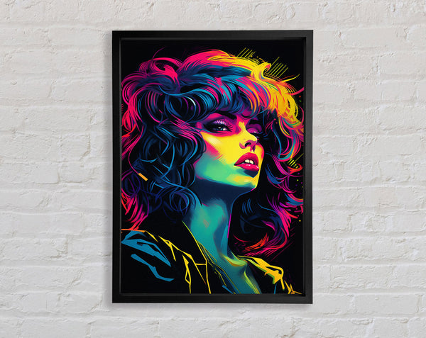 Retro Neon Woman Framed Print