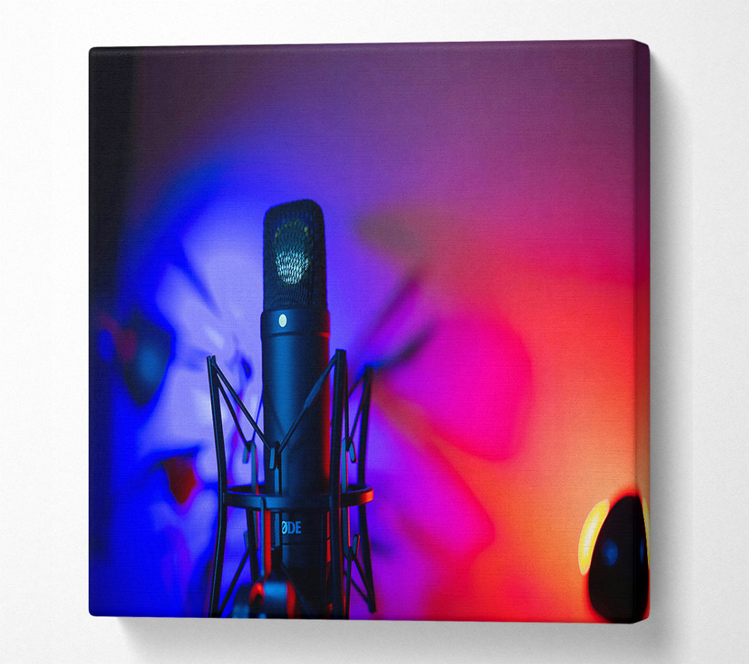  A Canvas Print of Blue And Red Mic Canvas Wall Art