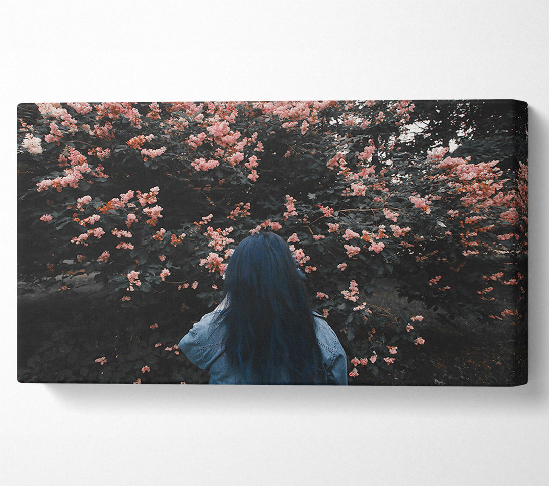  A Canvas Print of Pink Blossoms And Blue Canvas Wall Art