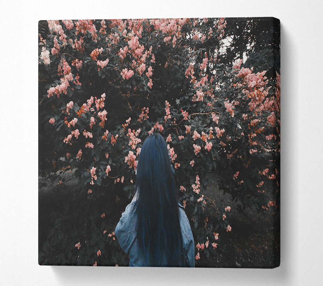  A Canvas Print of Pink Blossoms And Blue Canvas Wall Art