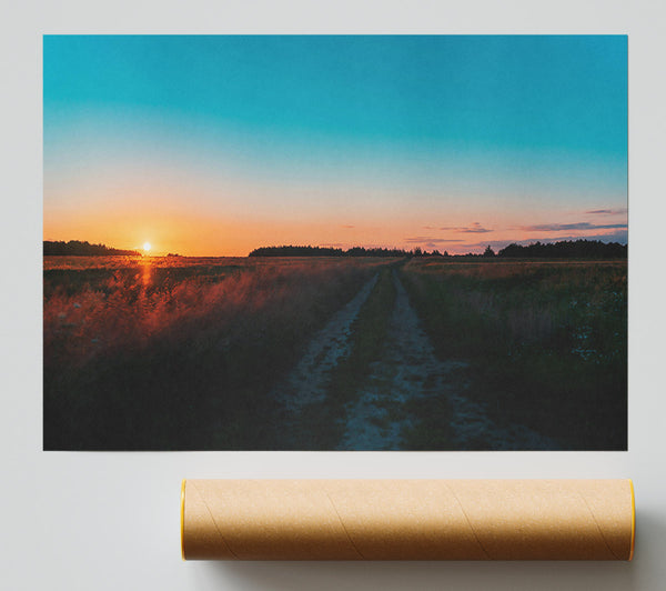 Orange Sunset Road Giclee Print