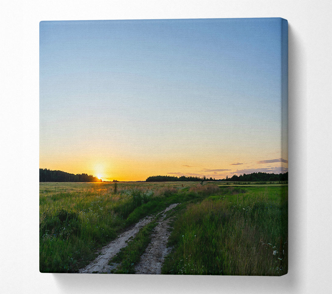  A Canvas Print of Golden Sunset Road Canvas Wall Art