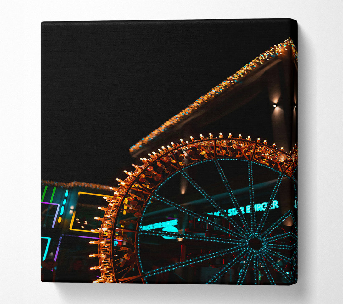  A Canvas Print of Blue Light Ferris Wheel Canvas Wall Art