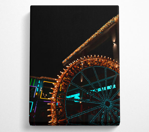  A Canvas Print of Blue Light Ferris Wheel Canvas Wall Art