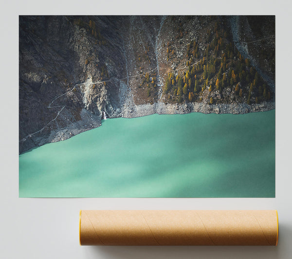 Teal Mountain Lake Giclee Print