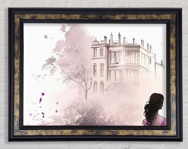 Romance Castle Watercolour Framed Print