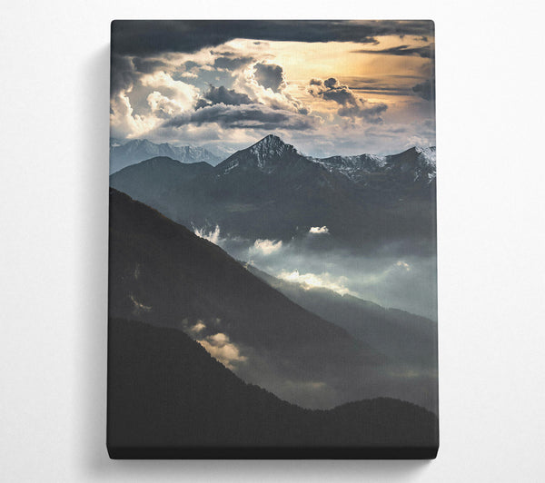  A Canvas Print of Gray Mountains In Mist Canvas Print