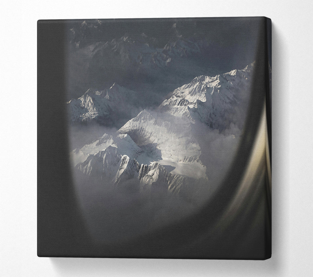  A Canvas Print of White Peaks Through Glass Canvas Print