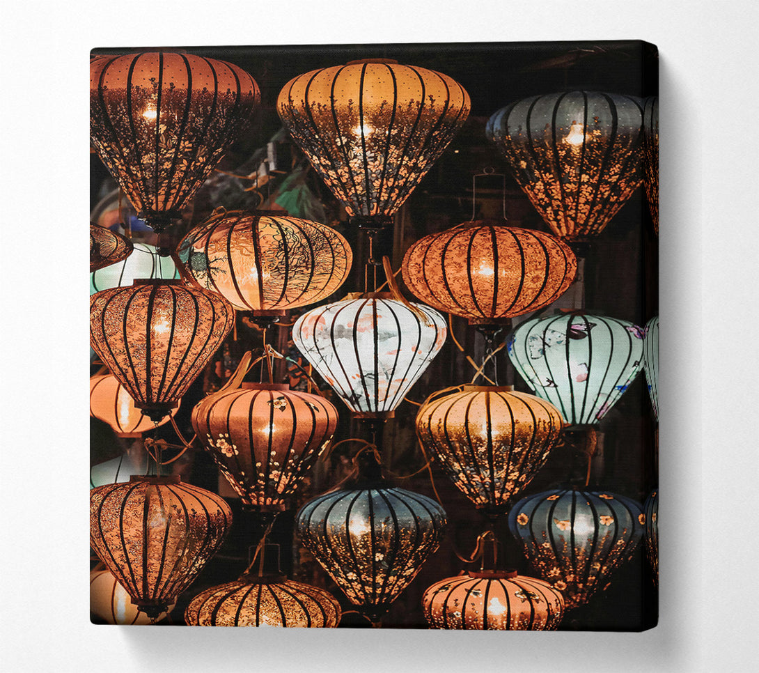  A Canvas Print of Illuminated Orange Lanterns Canvas Print