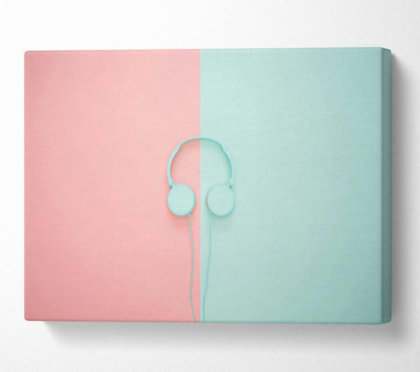  A Canvas Print of Mint Green Headphones Canvas Wall Art