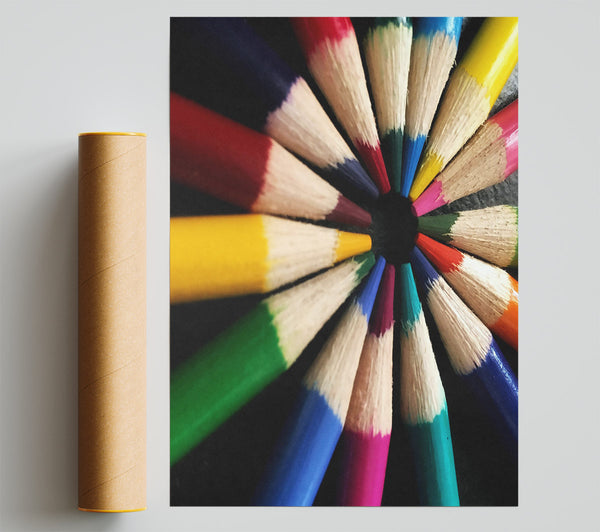 Blue Pencil Circle Print