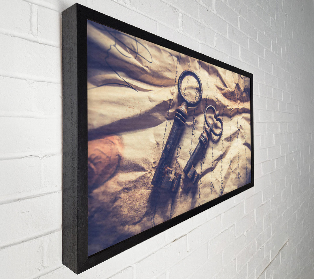  A Canvas Print of Rusty Keys On Cream Paper Canvas Wall Art