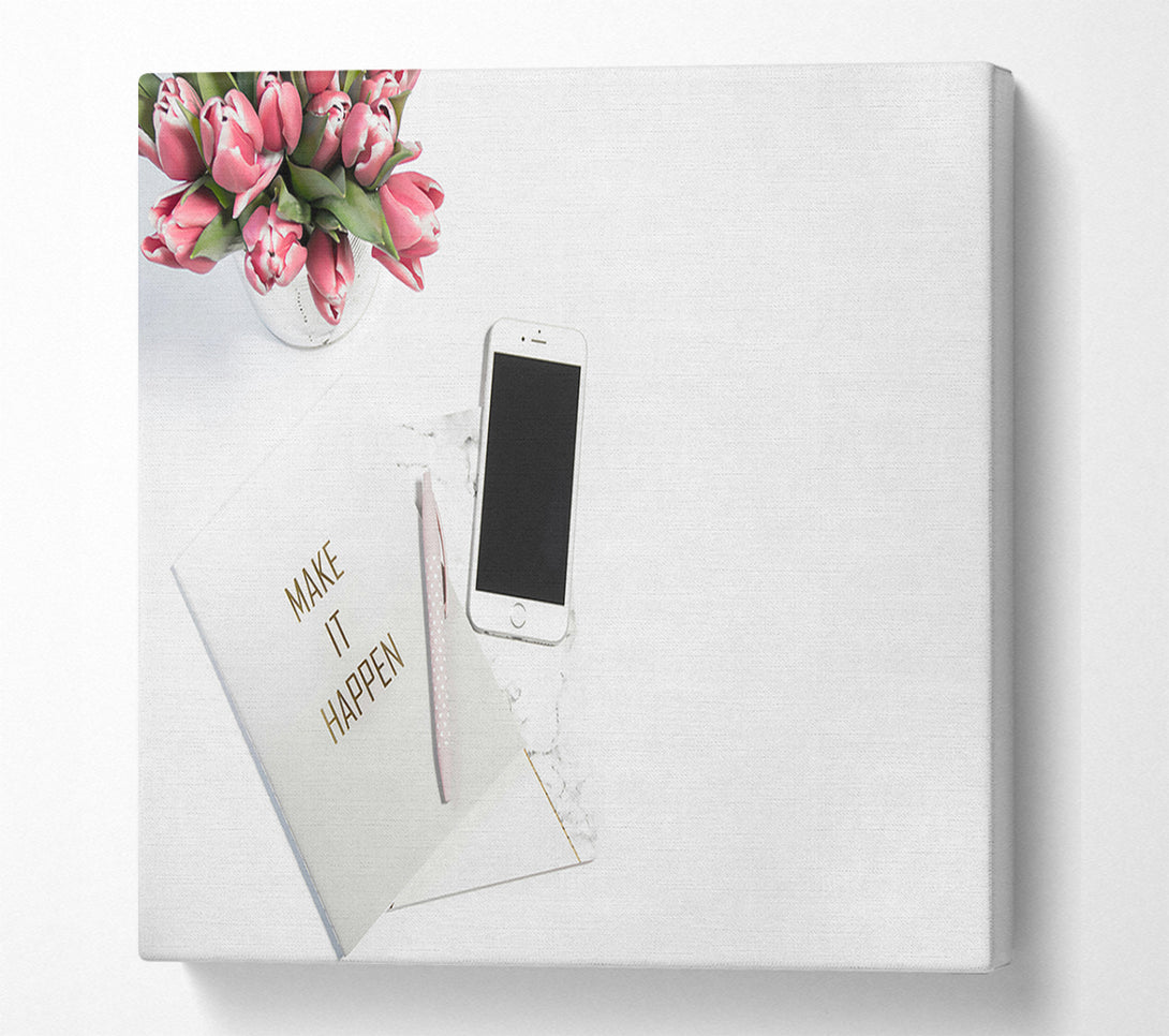  A Canvas Print of Pink Floral Goals Canvas Art