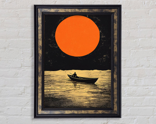 Rowing Into The Sunset Framed Print