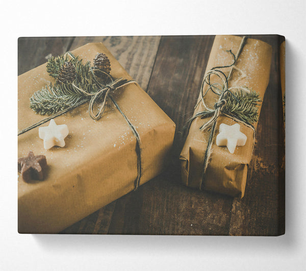  A Canvas Print of Brown Wrapped Gifts Canvas Print