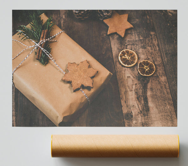 Rustic Brown Gift Box Poster