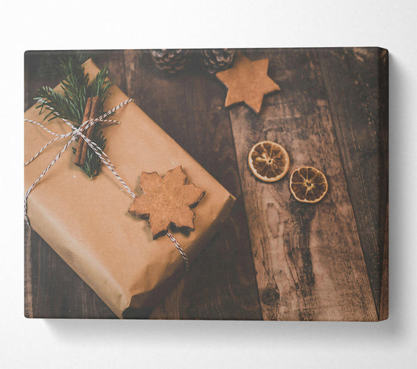  A Canvas Print of Rustic Brown Gift Box Canvas Wall Art