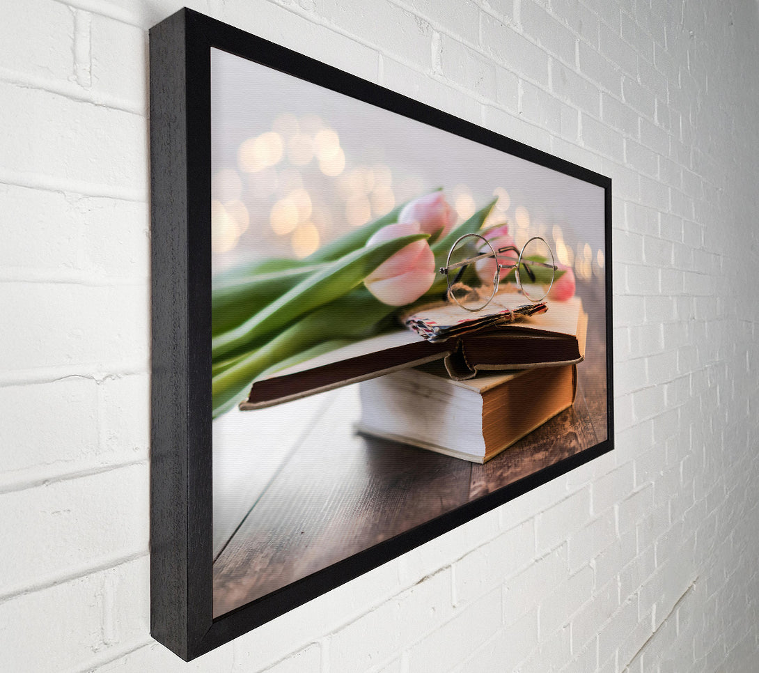  A Canvas Print of Pink Tulips & Glasses Canvas Art