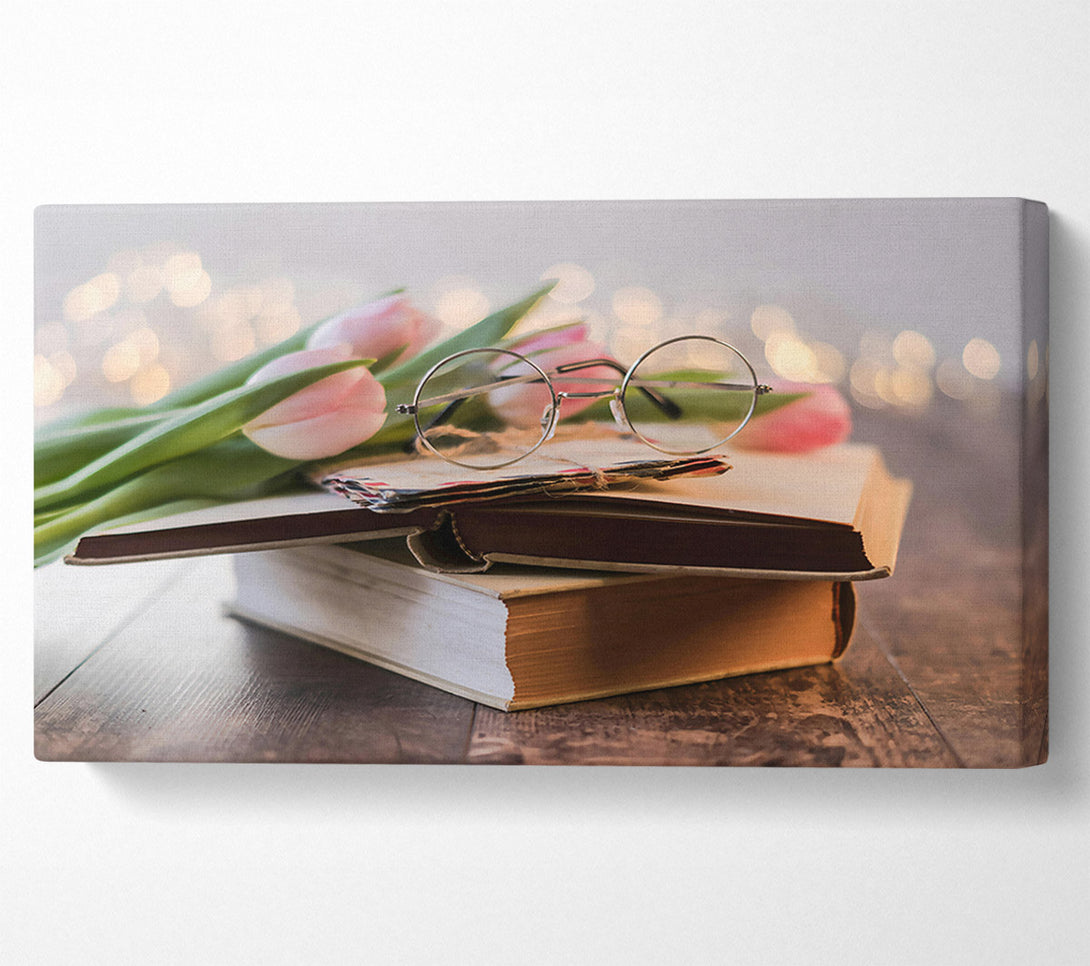  A Canvas Print of Pink Tulips & Glasses Canvas Art