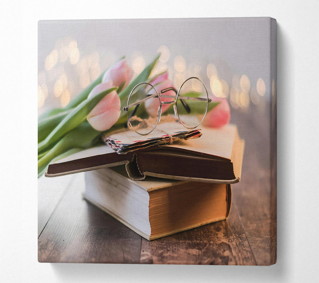  A Canvas Print of Pink Tulips & Glasses Canvas Art