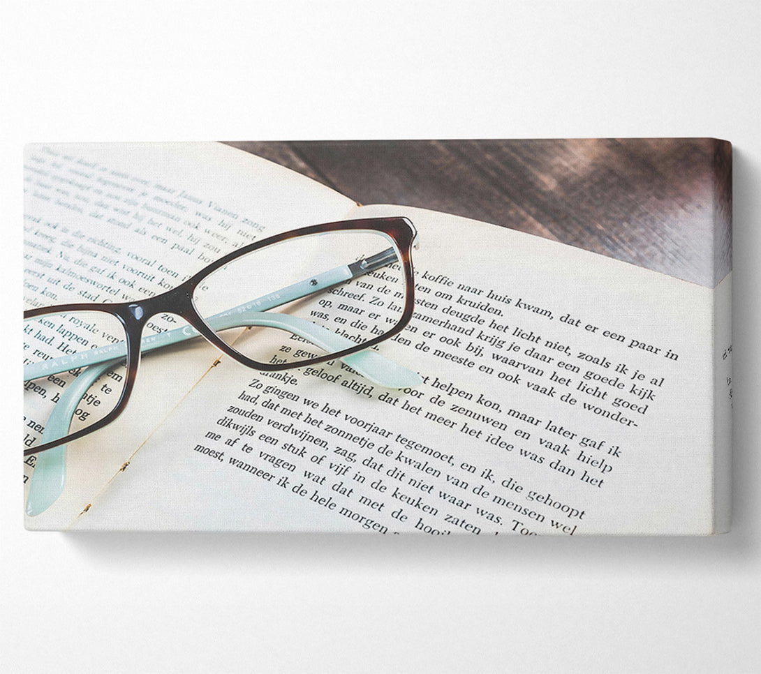  A Canvas Print of Brown Book And Glasses Canvas Art