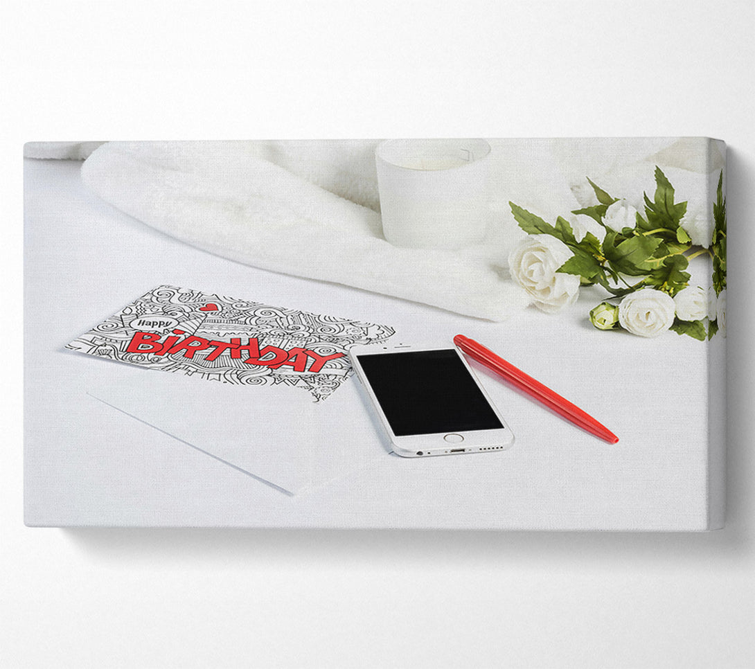  A Canvas Print of Red Birthday Wishes Canvas Wall Art