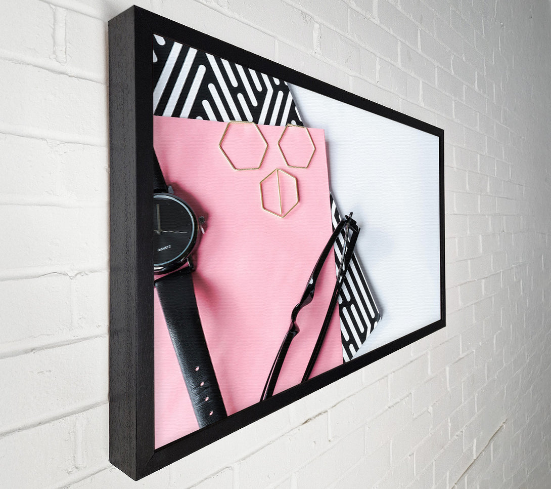  A Canvas Print of Pink & Black Abstract Canvas Wall Art