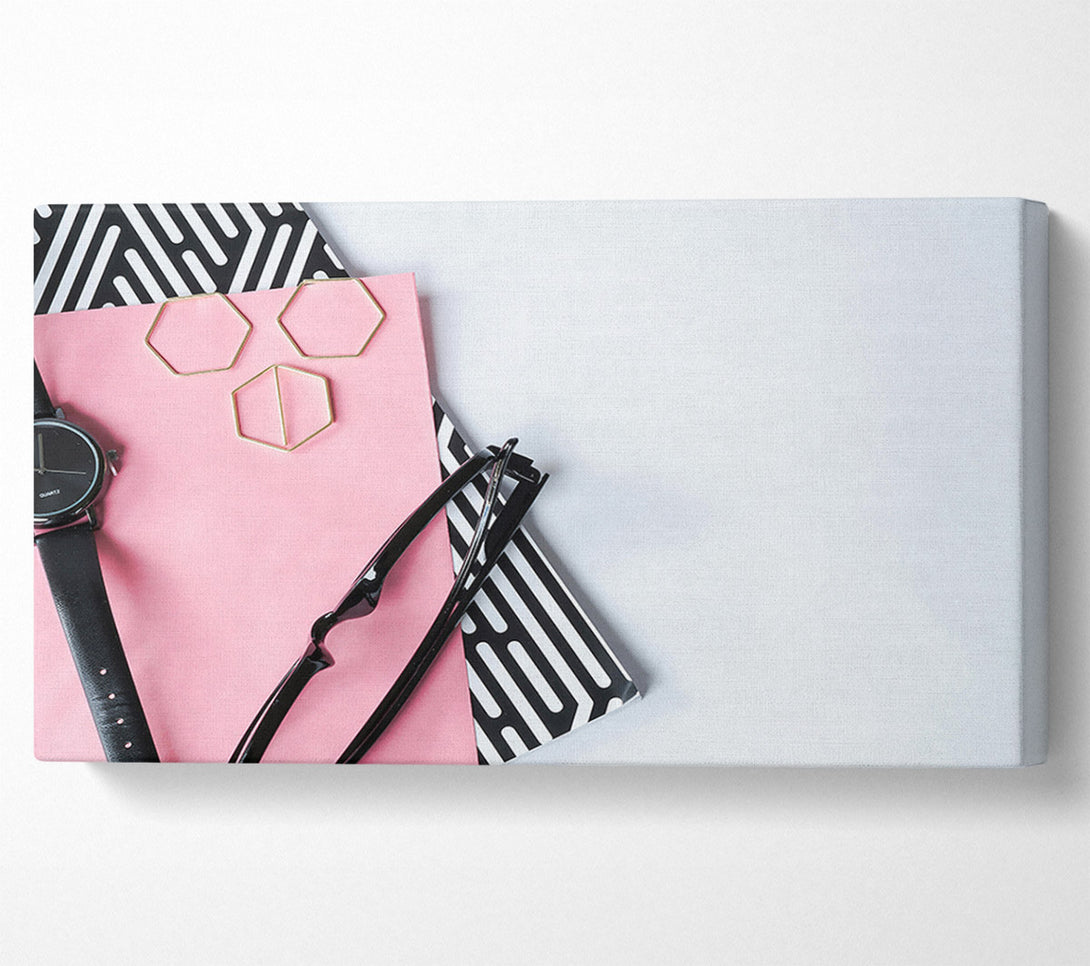  A Canvas Print of Pink & Black Abstract Canvas Wall Art