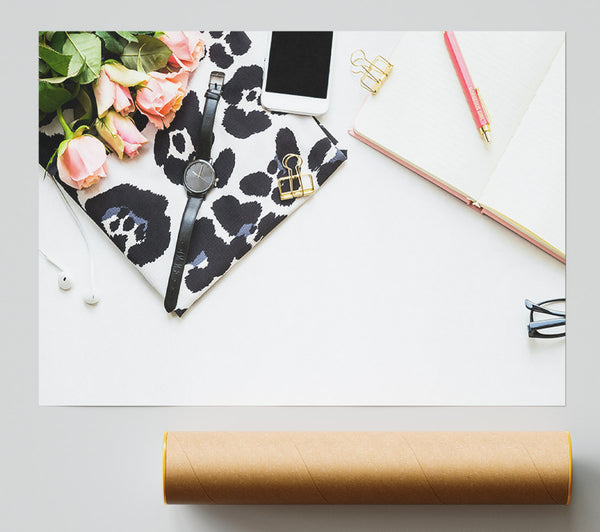 Pink And Black Minimalism Print