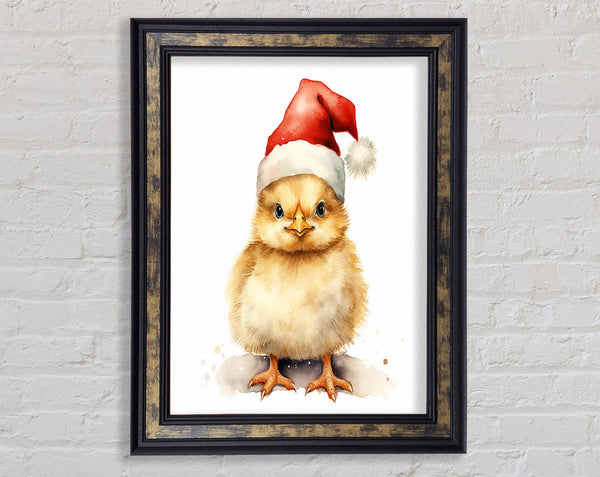Santa Hat Chick Framed Print