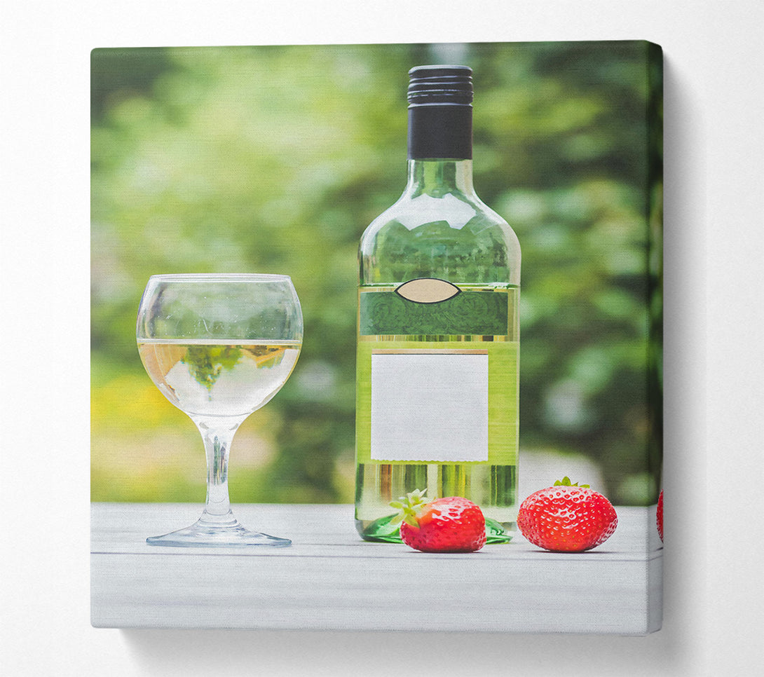  A Canvas Print of Green Wine And Strawberries Canvas Art