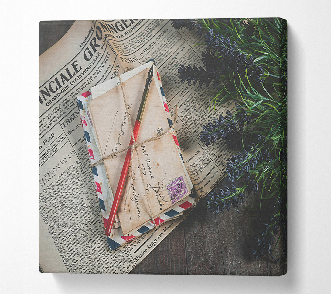  A Canvas Print of Red Ink And Old News Canvas Wall Art